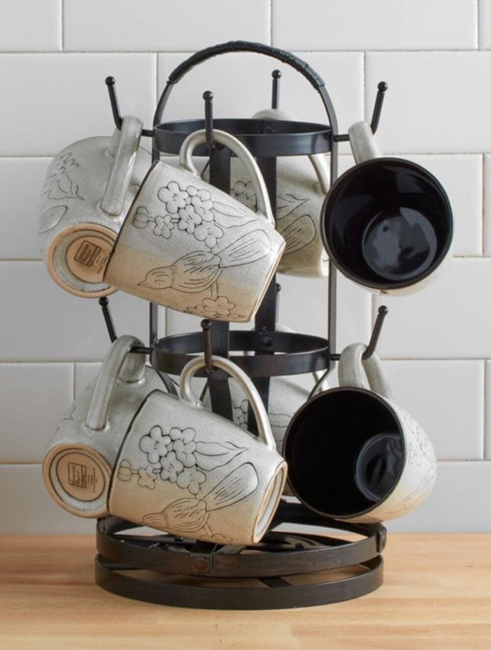 Mug Tree Metal Holds 8 Mugs Rotating Mug Organizer Never Used 8"x15"